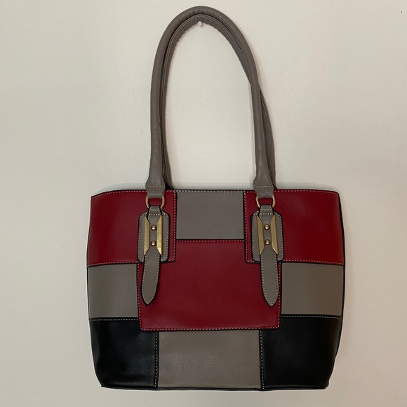 Handbags - Beautiful Purse color Grey clay - Red - Black - Roomy Bag with Shoulder Strap